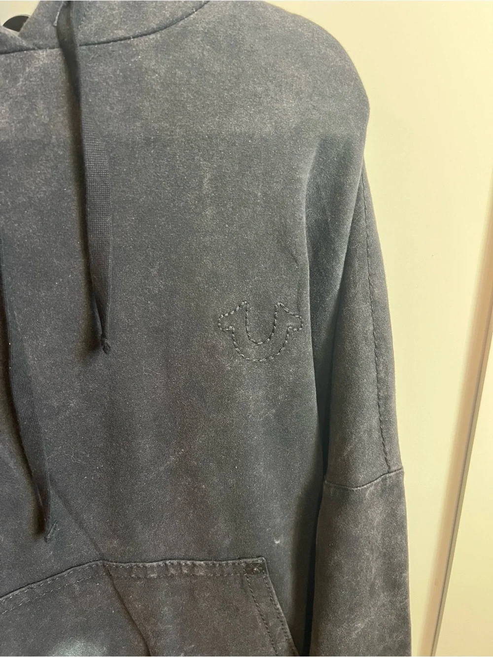 True Religion Washed Black Pullover Hoodie